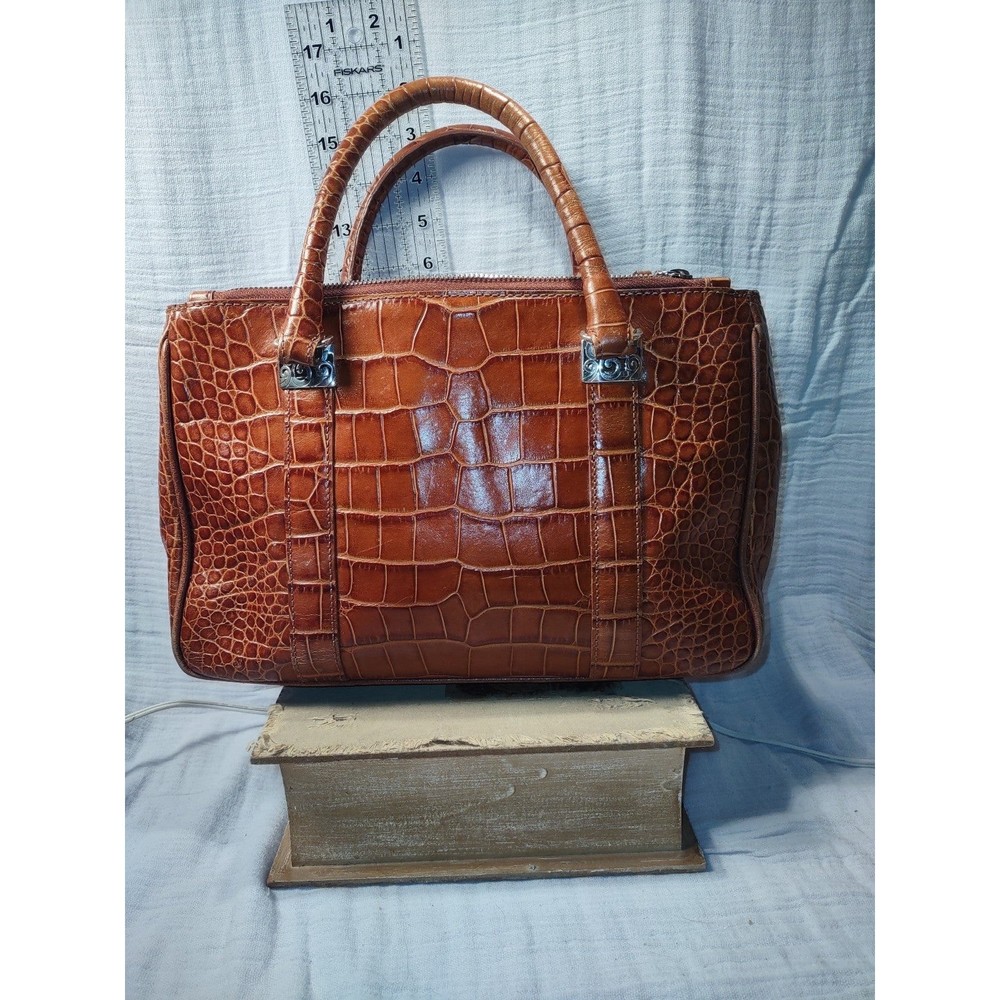 Brighton MONROE CROC Emboss Leather Satchel  Purse/Handbag
